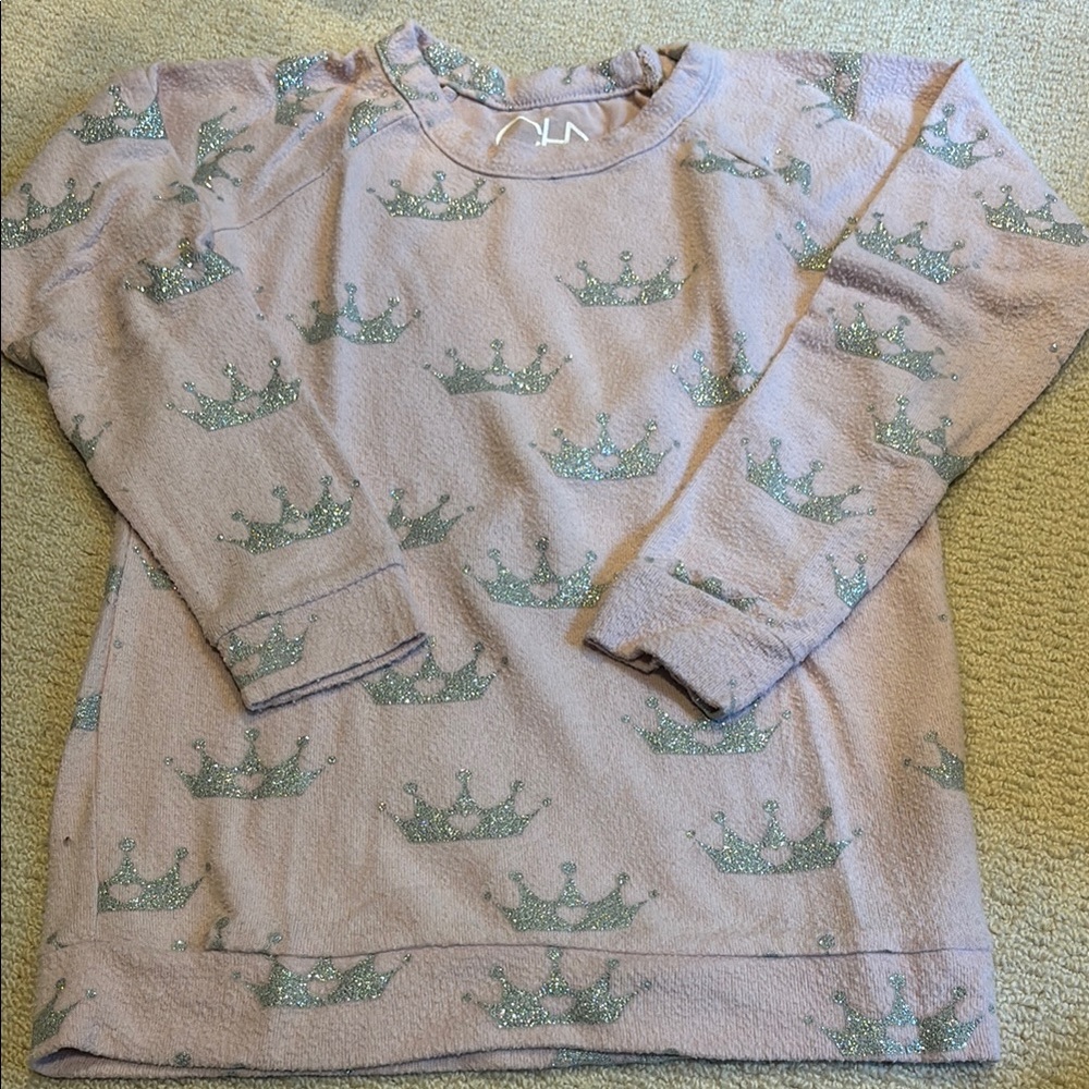 Chaser girls glitter Crown Patterned Knit top